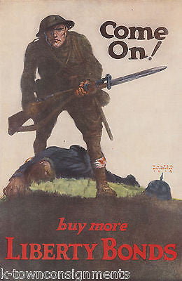 COME ON BUY MORE LIBERTY BONDS DEAD GERMAN VINTAGE WWI GRAPHIC ART POSTER PRINT - K-townConsignments