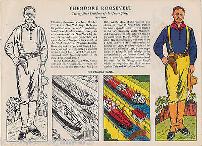 THEODORE ROOSEVELT US PRESIDENT PANAMA CANAL VINTAGE GRAPHIC ILLUSTRATION PRINT - K-townConsignments