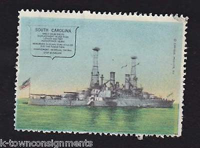 USS SOUTH CAROLINA NAVAL BATTLESHIP VINTAGE ENRIQUE MULLER GRAPHIC POSTAGE STAMP - K-townConsignments