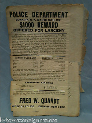 1920s POLICE WANTED POSTER & AUTOMOBILE CAR THEFT LETTERS CARDS & DOCUMENTS - K-townConsignments