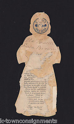 LULU BROWN ALA HAWELL 1800s STAGE ACTRESS VICTORIA DIECUT PAPER DOLL ADVERTISING - K-townConsignments