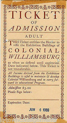 COLONIAL WILLIAMSBURG VIRGINIA VINTAGE ADMISSIONS TICKETS & SOUVENIR BROCHURE - K-townConsignments