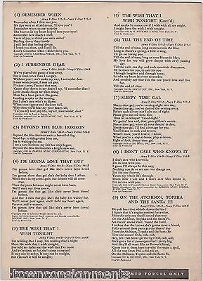 ARMY NAVY HIT KIT ON THE SANTA FE 8 SONGS VINTAGE WWII MILITARY SHEET MUSIC BOOK - K-townConsignments