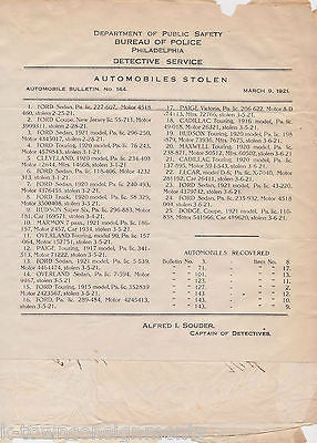 1920s AUTOMOBILE CAR THEFT POLICE & INSURANCE DOCUMENTS LOT - K-townConsignments