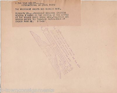 Island Park ME President Coolidge & General Dawes Antique 1920s News Press Photo - K-townConsignments