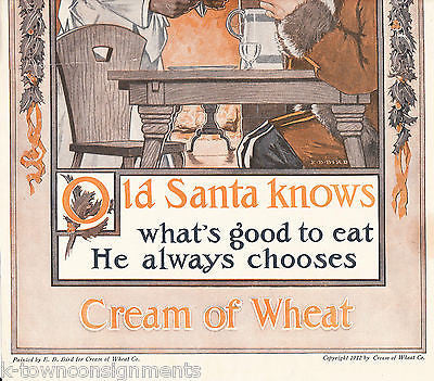 CREAM OF WHEAT OLD SANTA KNOWS VINTAGE LARGE GRAPHIC ADVERTISING POSTER PRINT - K-townConsignments