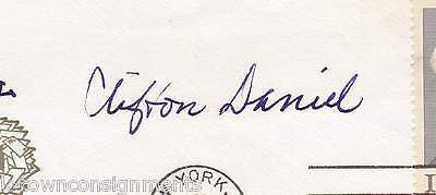 CLIFTON DANIEL NEW YORK TIMES NEWS EDITOR 1970s AUTOGRAPH SIGNED MAIL COVER - K-townConsignments