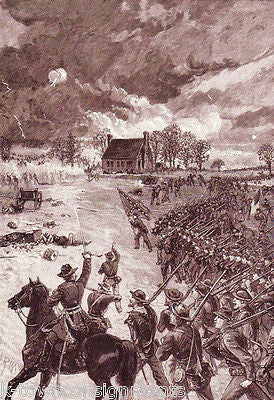 JACKSON AT CHANCELLORSVILLE VINTAGE CIVIL WAR MILITARY SCENE BOOK PRINT - K-townConsignments