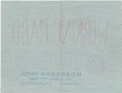 BROTHERHOOD OF RAILROAD TRAINMEN ANTIQUE WORKING CARD & PAYMENT RECEIPT 1920-30 - K-townConsignments