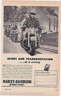 HARLEY DAVIDSON HYDRA-GLIDE MOTORCYCLE VINTAGE GRAPHIC ADVERTISING POSTER PRINT - K-townConsignments