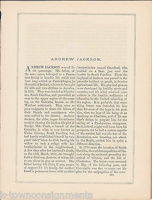 ANDREW JACKSON US PRESIDENT ANTIQUE FACSIMILE AUTOGRAPH PHOTO ENGRAVING PRINT - K-townConsignments