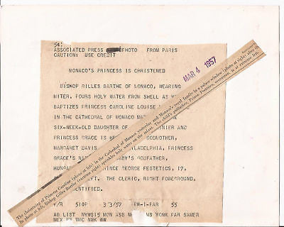 PRINCESS CAROLINE OF MONACO PRESS PHOTO CHRISTENED 1957 - K-townConsignments