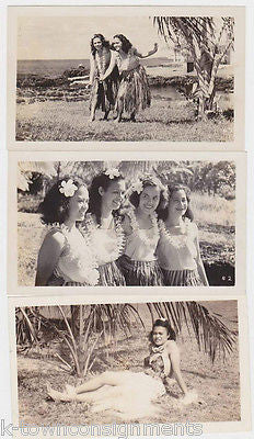 HAWAIIAN DANCING HULA GIRLS VINTAGE VACATION SNAPSHOT PHOTOS - K-townConsignments