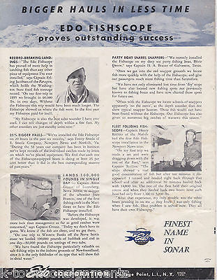 EDO FISHSCOPE VINTAGE DEEP SEA LAKE SONAR GRAPHIC ADVERTISING SALES BROCHURE - K-townConsignments
