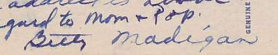 BETTY MADIGAN JAZZ MUSIC TEDDY BEAR VINTAGE AUTOGRAPH SIGNED DALLAS TX POSTCARD - K-townConsignments