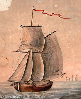 THE SLY CUTTER CLIPPER SHIP ANTIQUE HAND COLORED NAUTICAL ENGRAVING PRINT 1800 - K-townConsignments