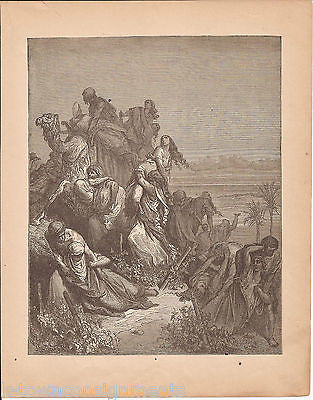 Benjaminites Daughters of Shiloh 1870 Antique Bible Engraving Print Judges XXI - K-townConsignments
