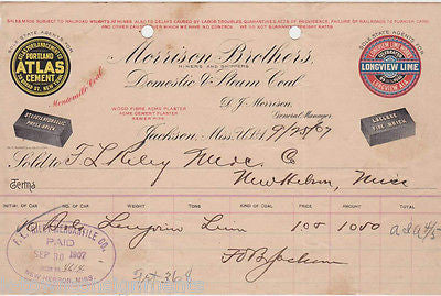 MORRISON BROTHERS COAL & COTTON ATLAS CEMENT LACLEDE BRICK VINTAGE AD STATIONERY - K-townConsignments