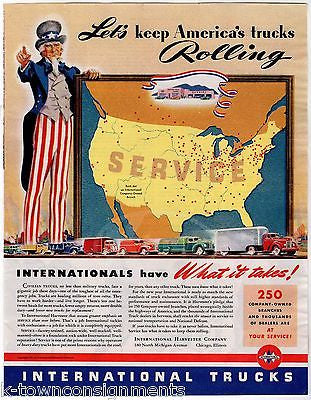 UNCLE SAM KEEP AMERICAN TRUCKS ROLLING VINTAGE WWII HOMEFRONT GRAPHIC PRINT 1941 - K-townConsignments