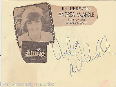 ANDREA McARDLE ANNIE THEATRE STAGE ACTRESS VINTAGE AUTOGRAPH SIGNED ALBUM PAGE - K-townConsignments