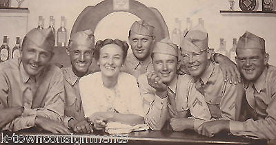 FULLY IDed MILITARY MEN AT BAR VINTAGE WWII SNAPSHOT BING CROSBY LOOK-A-LIKE - K-townConsignments
