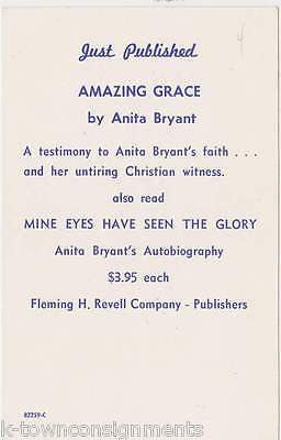 ANITA BRYANT CHRISTIAN MUSIC SUNGER VINTAGE AUTOGRAPH SIGNED PROMO PHOTO CARD - K-townConsignments