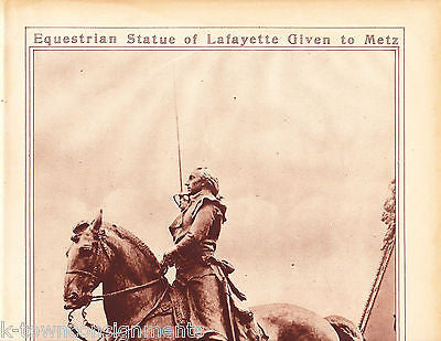 PAUL BARTLETT EQUESTRIAN STATUE LAFAYETTE VINTAGE NEWS PHOTO POSTER PRINT 1921 - K-townConsignments