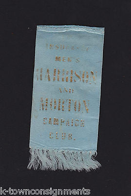 BENJAMIN HARRISON AND MORTON MEN'S CAMPAIGN CLUB ANTIQUE POLITICAL RIBBON - K-townConsignments