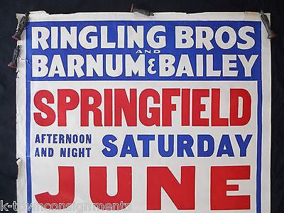 RINGLING BROS BARNUM & BAILEY CIRCUS ORIGINAL ANTIQUE GRAPHIC ADVERTISING POSTER - K-townConsignments
