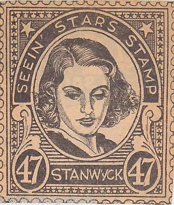 BARBARA STANWYCK MOVIE ACTRESS VINTAGE SEEIN STARS STAMP GRAPHIC PROMO CLIPPING - K-townConsignments