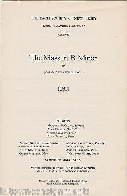 BACH SOCIETY PRESENTS MASS IN B MINOR VINTAGE 1930s SYMPHONY ORCHESTRA PROGRAM - K-townConsignments