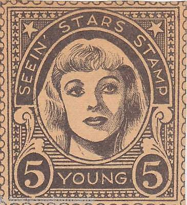 LORETTA YOUNG MOVIE ACTRESS VINTAGE SEEIN STARS STAMP GRAPHIC PROMO CLIPPING - K-townConsignments