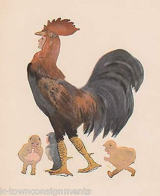 SIR ROOSTER & Mrs. HEN BIRD CHILDREN ANTIQUE GRAPHIC ILLUSTRATION POETRY PRINT - K-townConsignments
