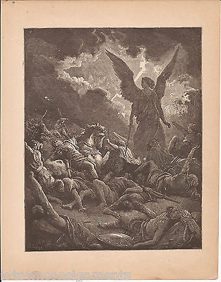 Sennacherib's Army Angel 1870 Antique Bible Engraving Print Kings XIX - K-townConsignments
