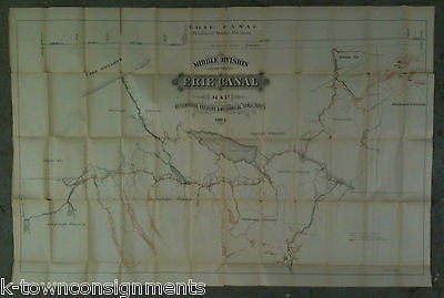 ERIE CANAL GREAT LAKES RESERVOIRS & FEEDERS LARGE 1890s ANTIQUE LITHOGRAPH MAP - K-townConsignments