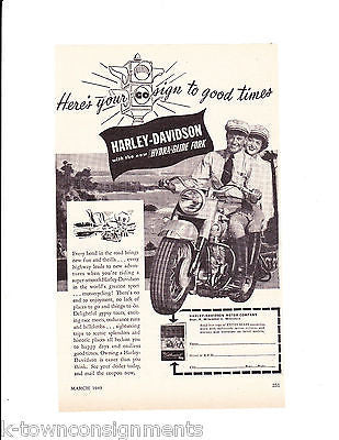 HARLEY DAVIDSON HYDRA GLIDE FORK VINTAGE GRAPHIC ADVERTISTING POSTER PRINT - K-townConsignments