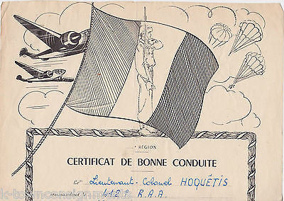 CERTIFICAT DE BONNE CONDUITE BEAUTIFUL GRAPHIC ART MILITARY AVIATION CERTIFICATE - K-townConsignments