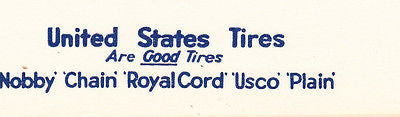 UNITED STATES TIRES VINTAGE AUTOMOBILE GRAPHIC AD STATIONERY FRACKVILLE PA - K-townConsignments