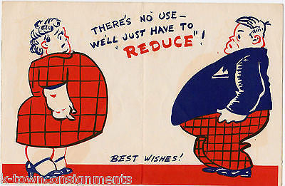 COUPLES WEIGHT LOSS VINTAGE UNUSED FAT HUMOR GRAPHIC ART GREETINGS CARD - K-townConsignments