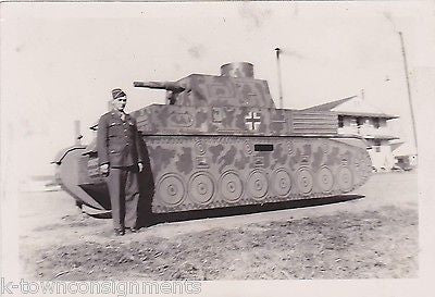 WWII GERMAN DUMMY TANK PANZERATTRAPPE RARE VINTAGE MILITARY SNAPSHOT PHOTO - K-townConsignments