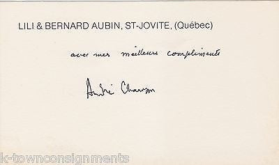 ANDRE CHAMSON FRENCH NOVELIST LA TOUR DE CONSTANCE AUTHOR AUTOGRAPH SIGNED CARD - K-townConsignments