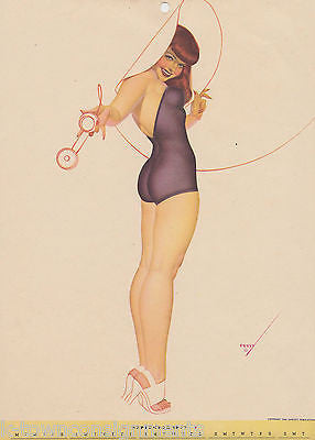 SEPTEMBER TELEPHONE CALL PETTY PIN-UP GIRL VINTAGE GRAPHIC ART POSTER PRINT 1947 - K-townConsignments