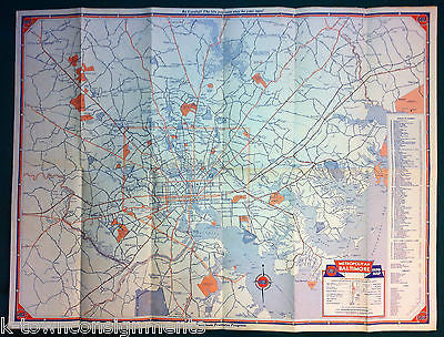 BALTIMORE MARYLAND GULF OIL VINTAGE GRAPHIC SOUVENIR TRAVEL CITY MAP - K-townConsignments