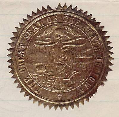 CIVIL WAR IOWA GOLD STATE SEAL UNUSED ANTIQUE GOVERNMENT LETTERHEAD 1865 - K-townConsignments