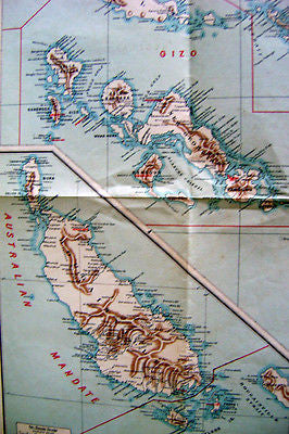 SOLOMON ISLANDS GUADALCANAL MALAITA YSABEL ANTIQUE ROBINSON GRAPHIC COLOR MAP - K-townConsignments