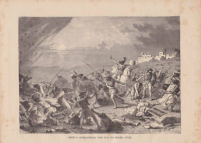 Josua Battle Scene 1870s Jewish Antique Engraving Print - K-townConsignments