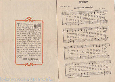 BUILDING THE CHURCH VINTAGE 'AMERICA THE BEAUTIFUL' SONG BIBLE SCHOOL PAMPHLET - K-townConsignments