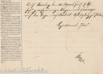 OLD GERMAN TELEGRAM DOCUMENT 1870 GERMANY COMMUNICATIONS CORRESPONDENCE LETTER - K-townConsignments