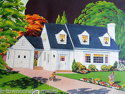 AMERICAN DREAM HOME VINTAGE1940s REAL ESTATE ARCHITECTURE GRAPHIC ADVERTISING - K-townConsignments