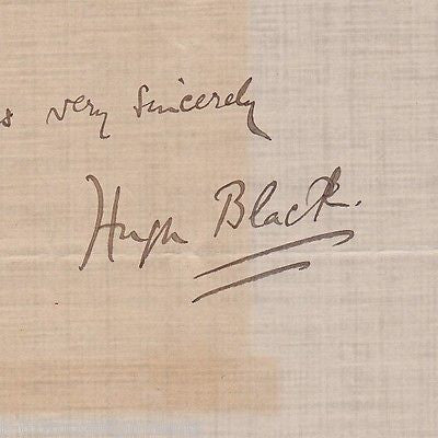 HUGH BLACK SCOTTISH-AMERICAN UNION THEOLOGICAL SEMINARY AUTOGRAPH SIGNED NOTE - K-townConsignments
